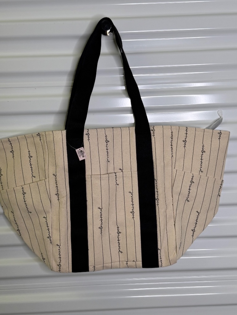 NWT Victoria Secret Striped Canvas Zip Closure Tote S